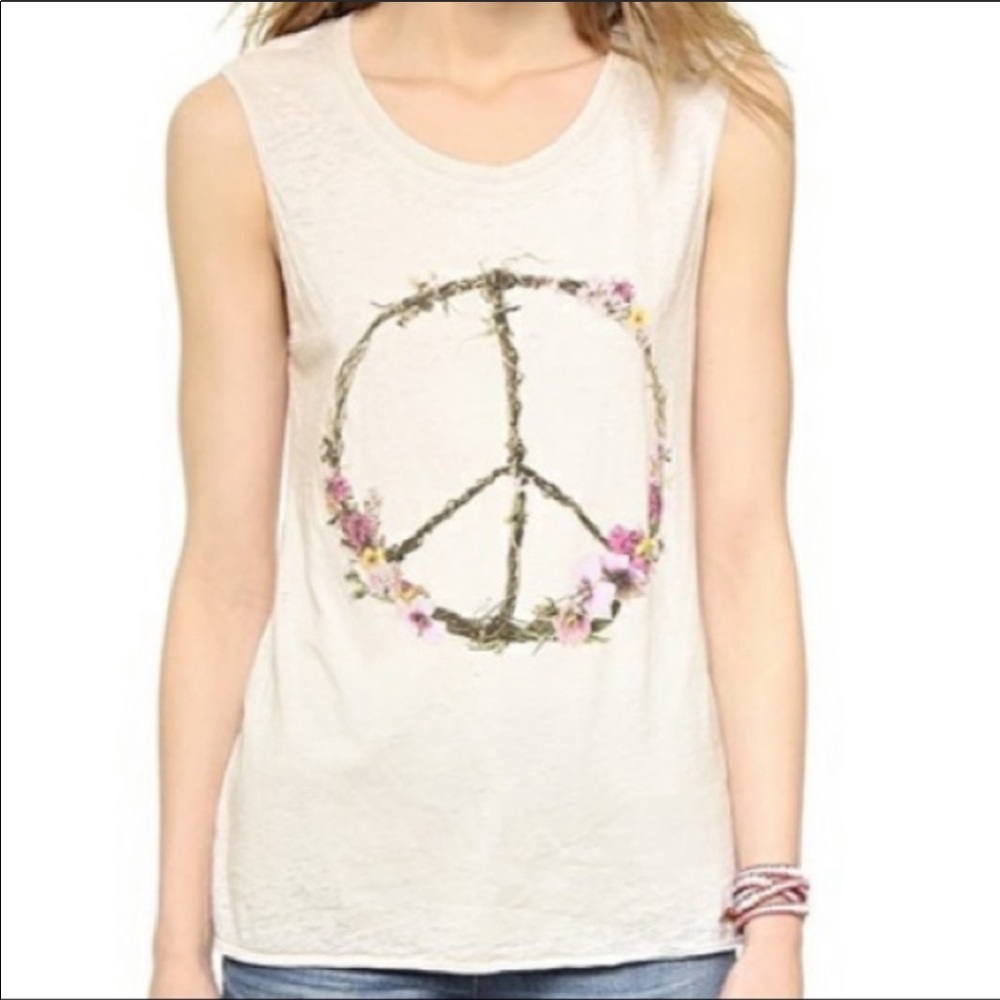 Chaser- sleeveless floral peace sign tank